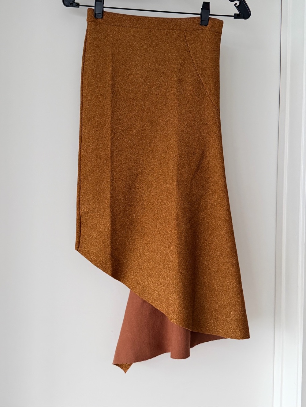 Alice + Olivia Asymmetrical Ruffle Midi Skirt in Rust - Picture 2 of 6